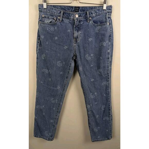 Gap Denim Women's Size 28 Paisley Print Jeans Straight 26" Inseam - Picture 1 of 5